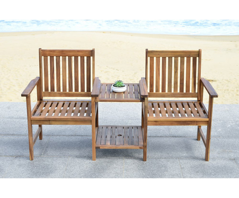 wooden tete a tete bench